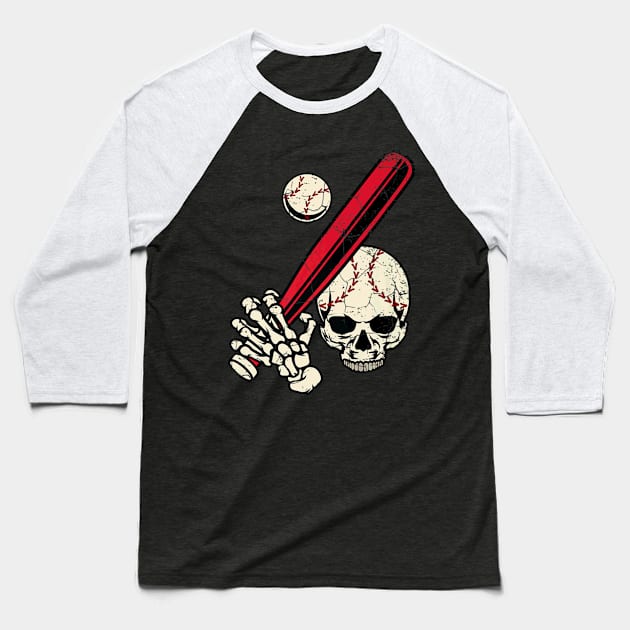 Baseball Skull Bat and Ball Baseball T-Shirt by Watermelon Wearing Sunglasses